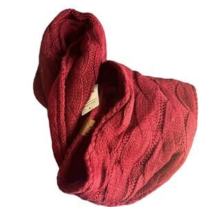 C.C CHUNKY KNIT SHERPA LINED INFINITY SCARF-Burgundy